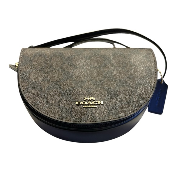 Coach Ellen Crossbody Signature Canvas Brown Black Leather - Picture 2 of 8